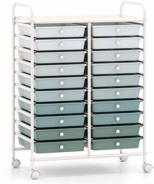 Havendro 20 Drawer Rolling Storage Cart with Wheels in Green