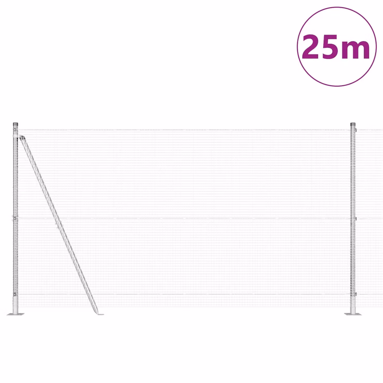 Berkfield Home Welded Wire Fence with 13 Flanged Posts, Galvanised Steel, Silver, H: 120 cm, W: 25 m – 2