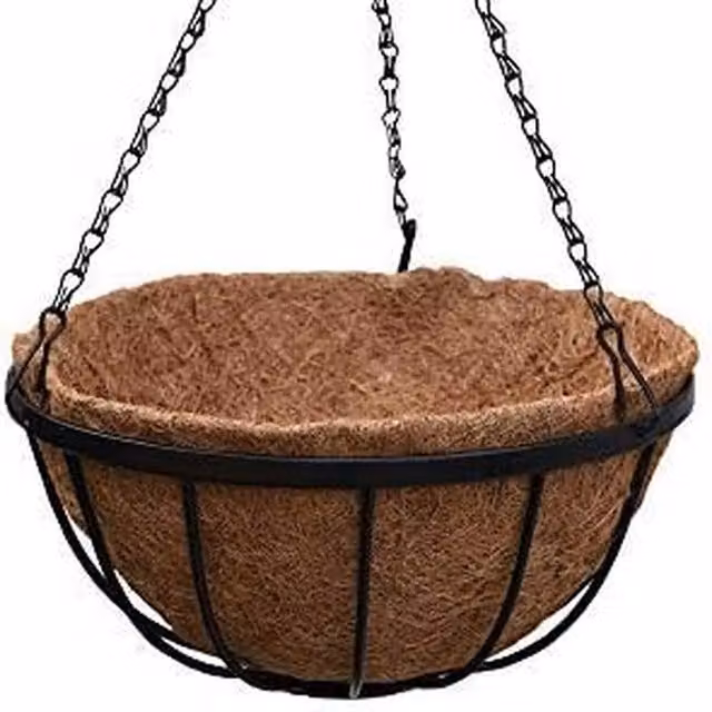 Thompson & Morgan Metal Garden Hanging Baskets and Coco Liners in Black and Brown