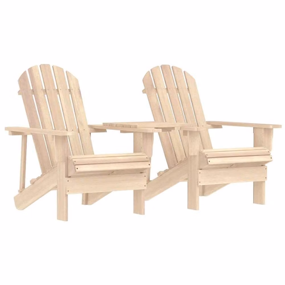 Berkfield Home Adirondack Garden Chairs with Tea Table in Light Tan Solid Fir Wood