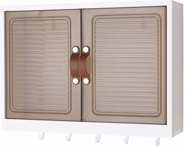 FORGEVIO Modern White Wall Mounted Storage Cabinet with Glass Doors – 1