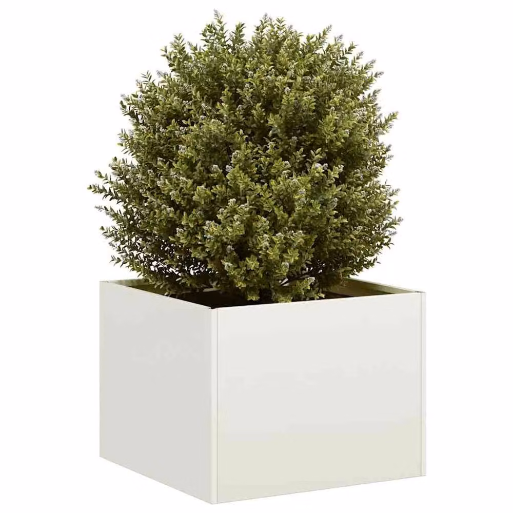 Berkfield Home Steel Planter Tub, White, W/D/H: 40 x 40 x 30 cm – 1