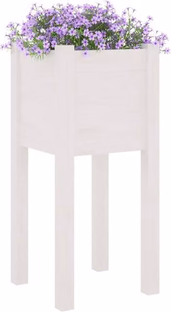 Berkfield Home Garden Planter Tub, 2 Pack, White, Solid Wood, W/D/H: 31 x 31 x 70 cm – 1