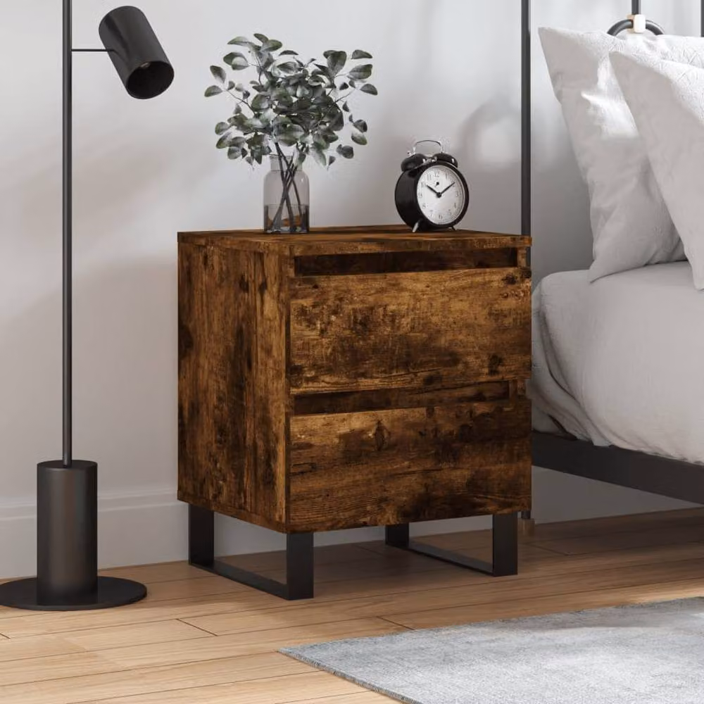 Berkfield Home Elegant Bedside Cabinet in Smoked Oak Brown, W/D/H: 40 x 35 x 50 cm – 2