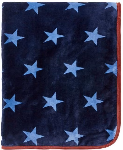 Helena Springfield Geometric Star Fleece Throw in Blue and Red, W: 140 cm, D: 180 cm