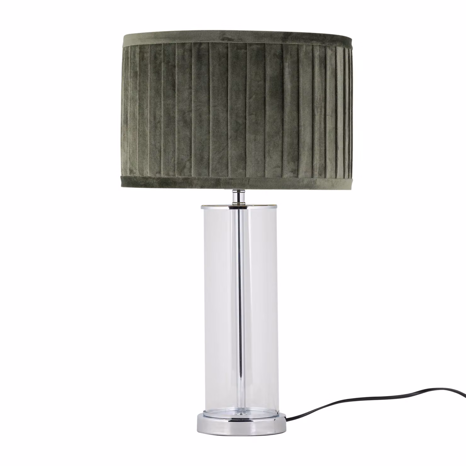 First Choice Lighting Aura Set of 2 Chrome Table Lamps with Green Fabric Shades – 2