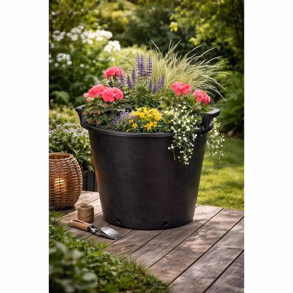 SPETLEK Large Black Plastic Plant Pot for Outdoor Garden Flowers and Trees – 2