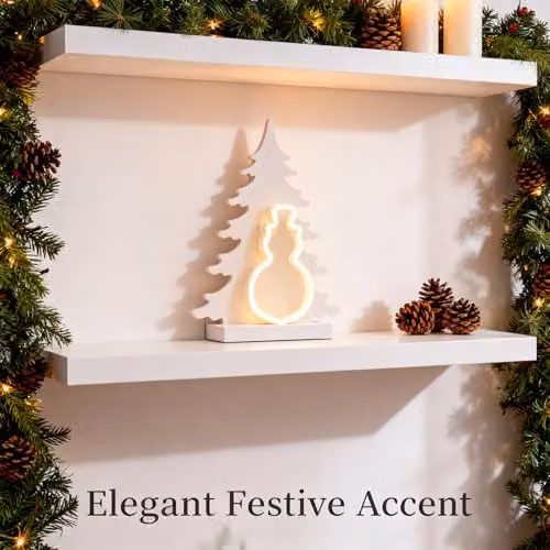 Shatchi White Wooden Nativity Scene LED Silhouette Christmas Ornament, W/H: 40 x 29 cm – 4