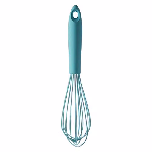 Premier Housewares Silicone Kitchen Whisk in Green, Heat-Resistant and Non-Scratch Balloon Whisk with Hanging Loop