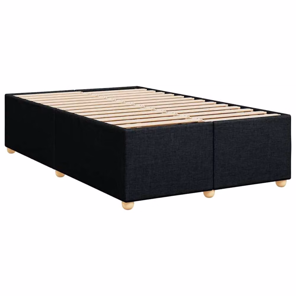 Berkfield Home Upholstered Fabric Bed Frame in Black, Double (W/D/H: 140 x 200 cm) – 3
