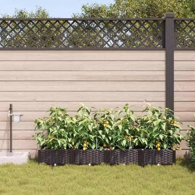 Berkfield Home Garden Planters with Water Irrigation System, 4 Piece Set, Brown – 1
