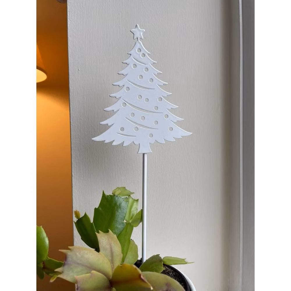 Poppyforge Christmas Tree Pot Pin Garden Art, White, Pack of 3, Height: 25 cm – 3