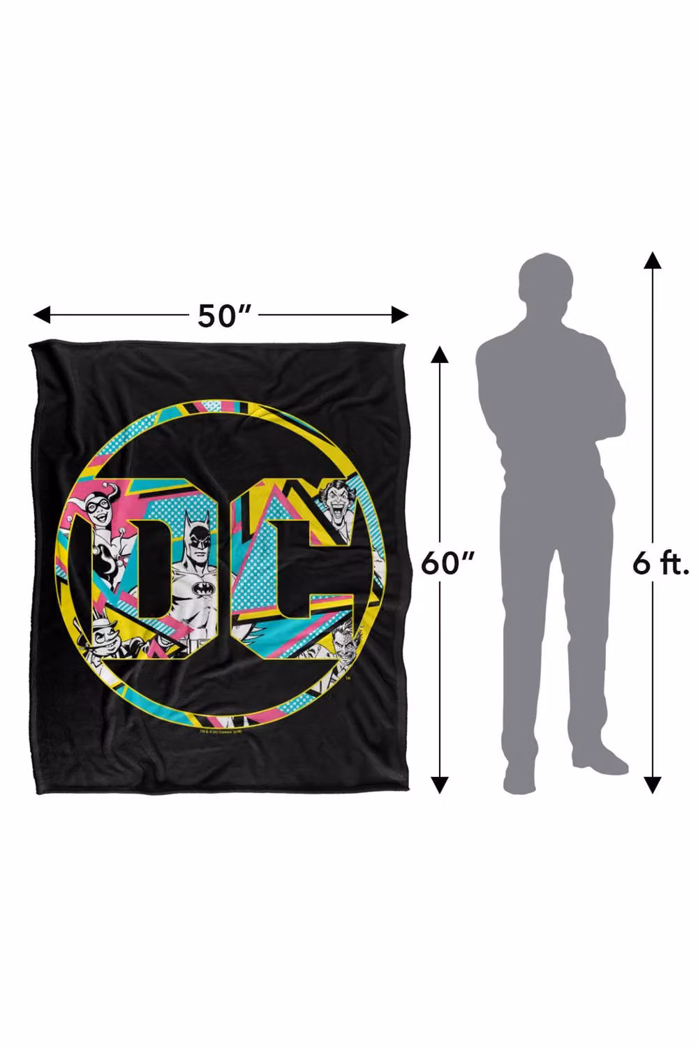 LOGOVISION Batman 80s Bat Logo Super Soft Silky Touch Fleece Throw Blanket, Multicolour, W: 152.4 cm x L: 127.0 cm – 8