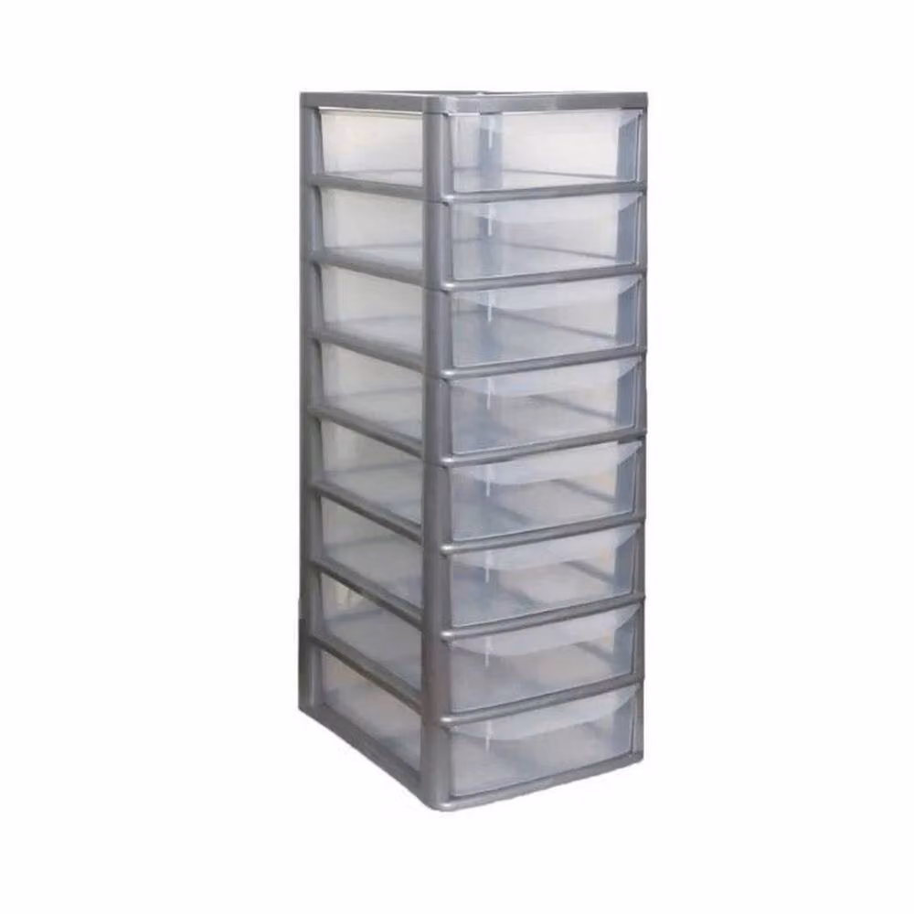 FORGEVIO A4 8 Drawer Unit with Plastic Tabletop in Grey and Silver, Width: 50 cm – 2