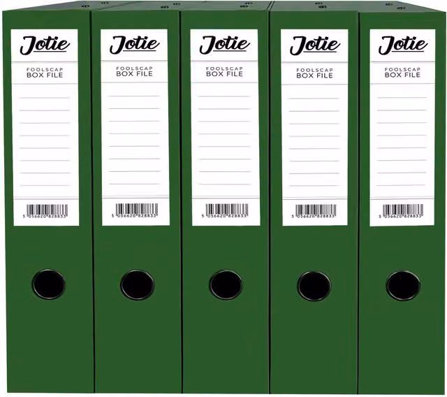 Jotie Set of 5 Paper Document Box Files in Dark Green