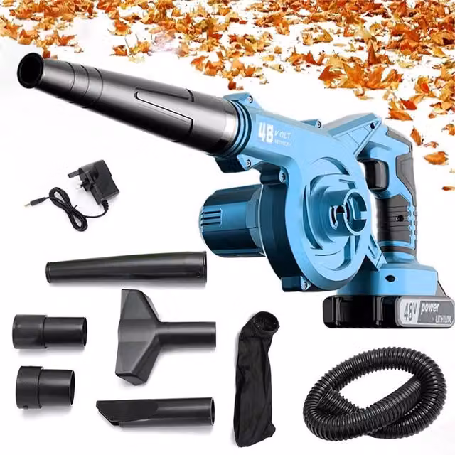 VOGREX 48V 2-in-1 Cordless Leaf Blower Vacuum with 2 Rechargeable Batteries in Blue – 1