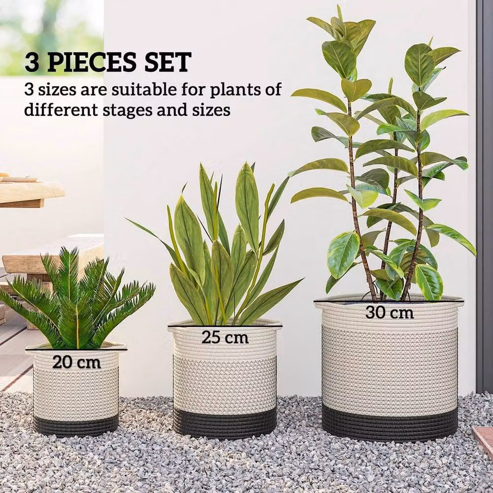 KORVIXA Handwoven White Cotton Plant Pot – 2