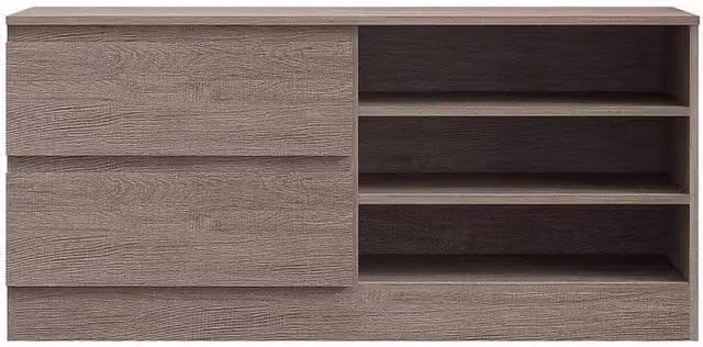 KORVIXA Rustic Brown Oak Wood TV Unit Cabinet with Media Compartments, W/D/H: 100 x 100 x 100 cm – 1