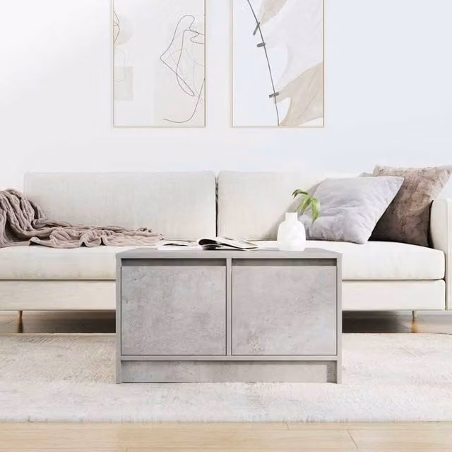 Berkfield Home Decorative Coffee Table with Drawers, Grey, W/D/H: 70.5 x 70 x 40 cm