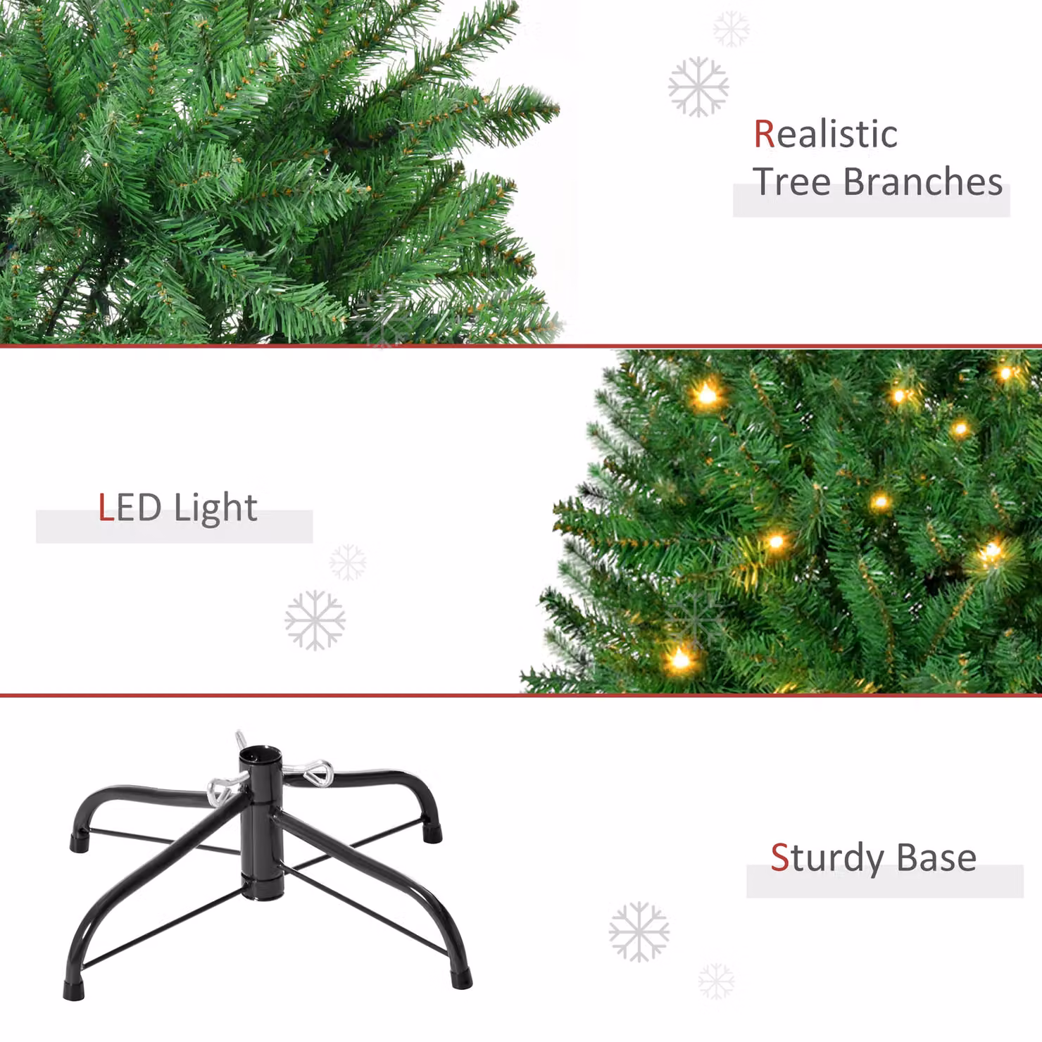 HOMCOM 5ft Prelit Artificial Christmas Tree with Warm White LED Lights, Green – 7