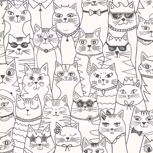 Holden Decor Cats Colour-Me Interactive Colouring-in Wallpaper for Childrens Bedrooms and Playrooms, Black/White – 1