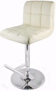 Netfurniture Prill Fully Adjustable Bar Stool in Cream and Silver