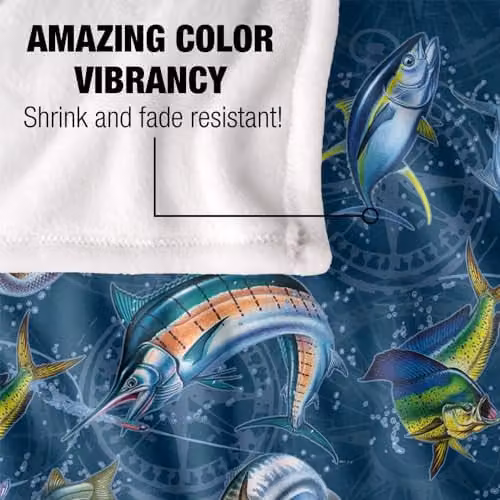 JQ Licensing Saltfish Fishing Compass Pattern Super Soft Fleece Throw Blanket in White, W/D/H: 152 x 127 cm – 3