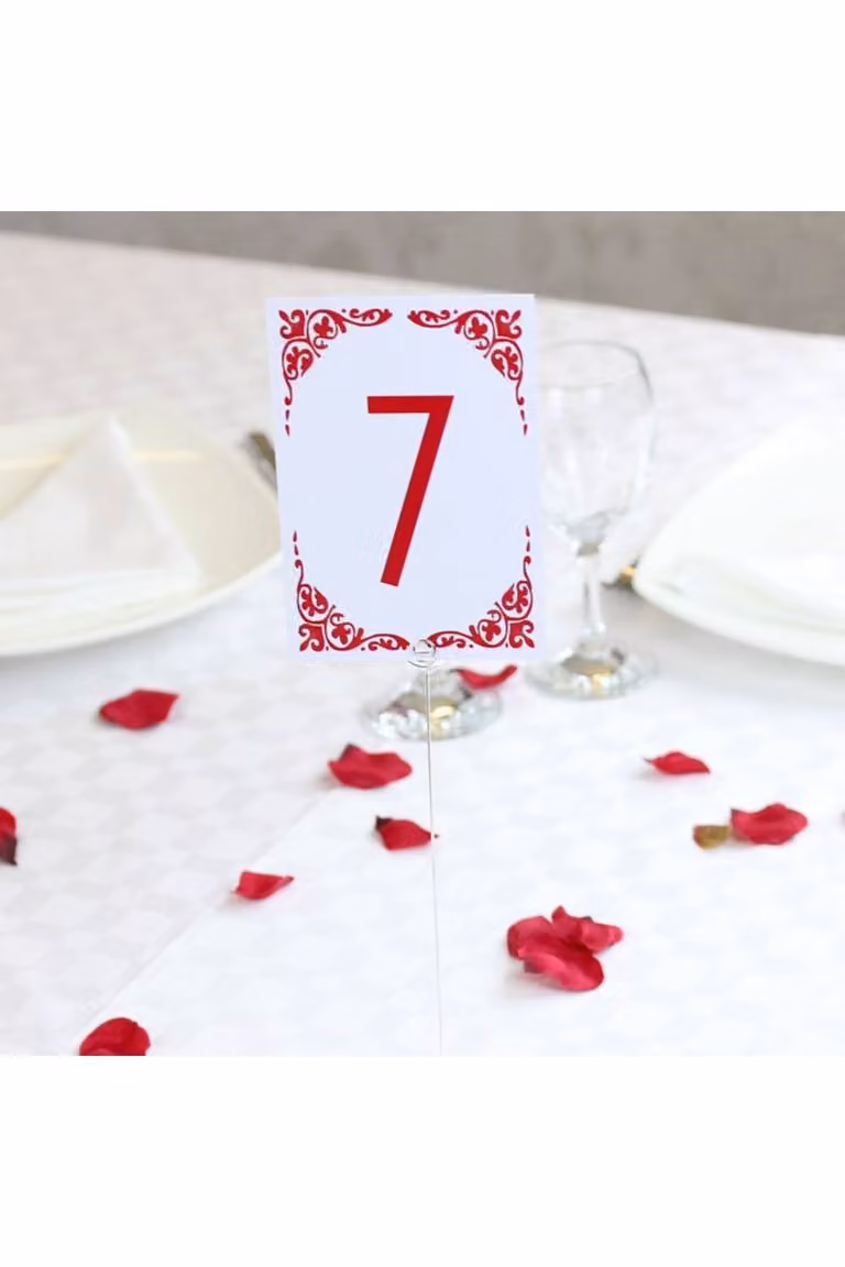 KDMD Red Vintage Laminated Table Numbers, 72 Cards