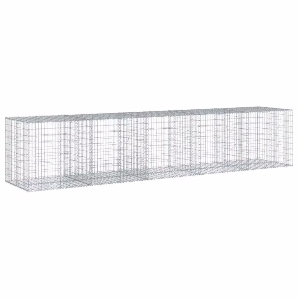 Berkfield Home Silver Galvanised Steel Gabion Basket with Cover, W/D/H: 500 x 100 x 100 cm – 2