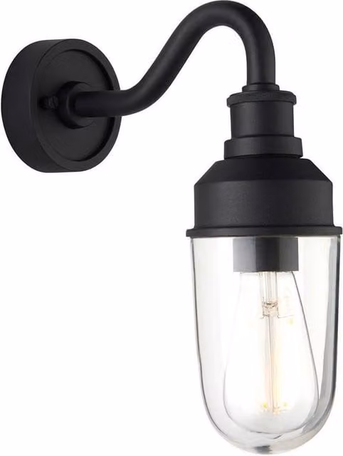 Netlighting Monza Outdoor Wall Lantern in Matt Black with Clear Glass