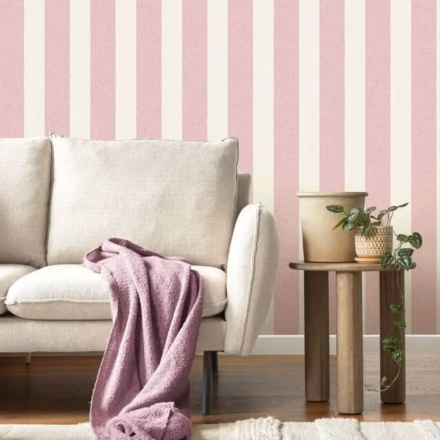 Fine Decor Modern Abstract Striped Wallpaper in Pink, Green and White