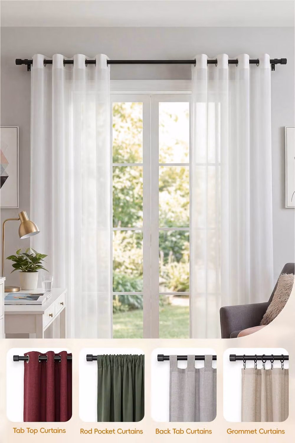 Living and Home Glossy Black Metal Telescopic Curtain Rod with Brackets, Width: 170 - 300 cm – 3