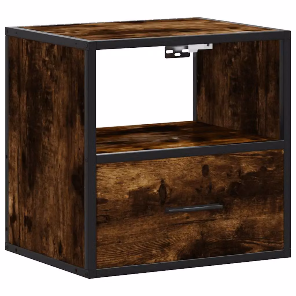 Berkfield Home Set of 2 Wall-mounted Bedside Cabinets in Smoked Oak Brown, W: 40 cm, D: 31 cm, H: 39.5 cm – 4