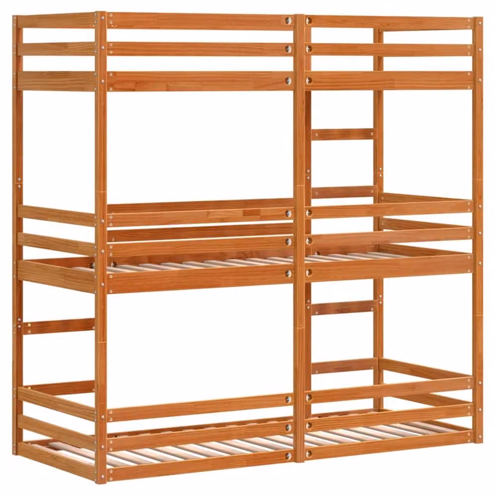 Berkfield Home Triple Bunk Bed in Wax Brown Solid Pine, W/D/H: 90 x 190 cm – 5