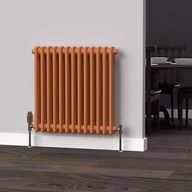 Lux Heat Horizontal Column Radiator in Metallic Copper, 2 Column, W: 60.0 cm, H: 60.5 cm
