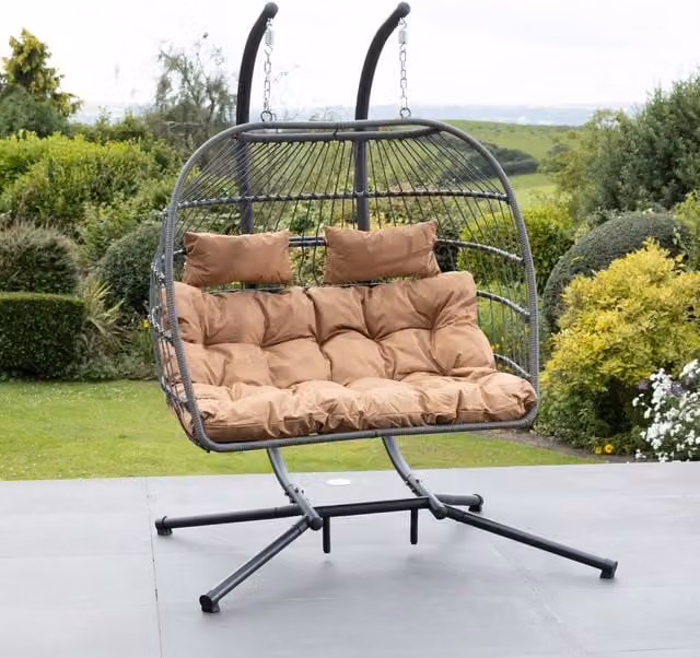 Artemis Home Modern Brown Double Garden Seat with Weatherproof Cushions