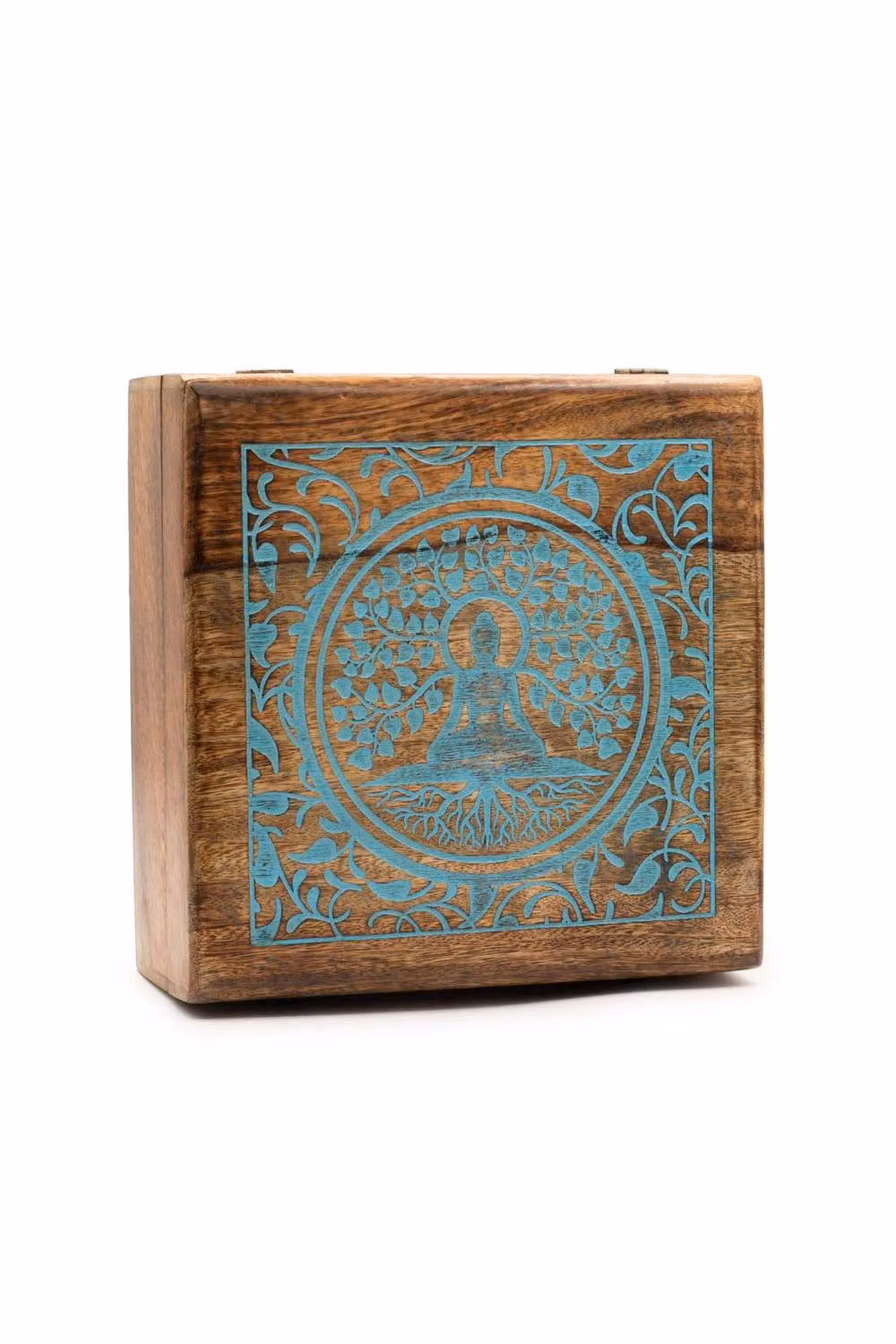 KDMD Extra Large Solid Mango Wood Buddha Box with Lid in Brown for Tarot, Crystals and Jewellery – 2