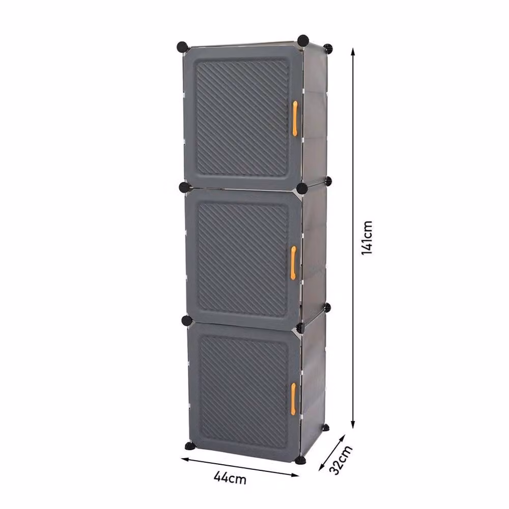 Kelvenix 9-Tier Shoe Cabinet with 3 Hinged Doors in Black – 2