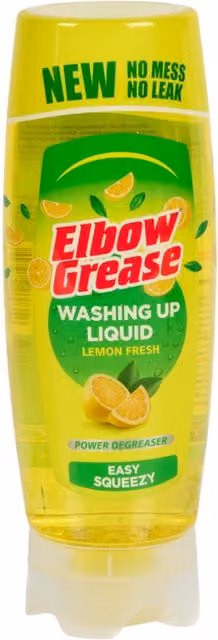 Elbow Grease Lemon Fresh Washing Up Liquid, 495 ml, Yellow