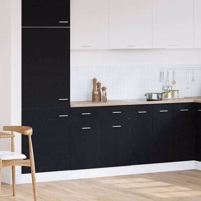 Berkfield Home Modern Wood Cabinet with Drawer in Black Oak, W/D/H: 80 x 46 x 81.5 cm