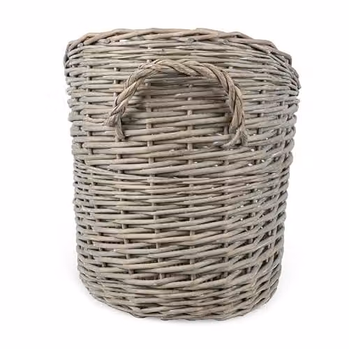 Madison & Mayfair Oval Scoop Log Basket in Grey, W/D/H: 40 x 35 x 62.5 cm – 1