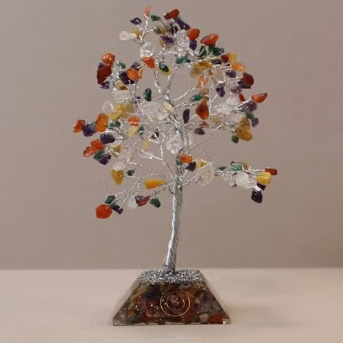 KDMD Gemstone Tree with Organite Base, Multicolour