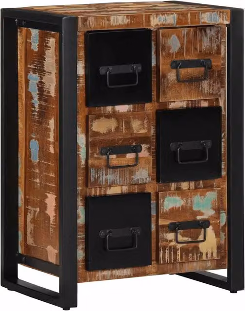 Berkfield Home Industrial Sideboard in Brown Reclaimed Solid Wood W/D/H: 50 x 35 x 70 cm – 1