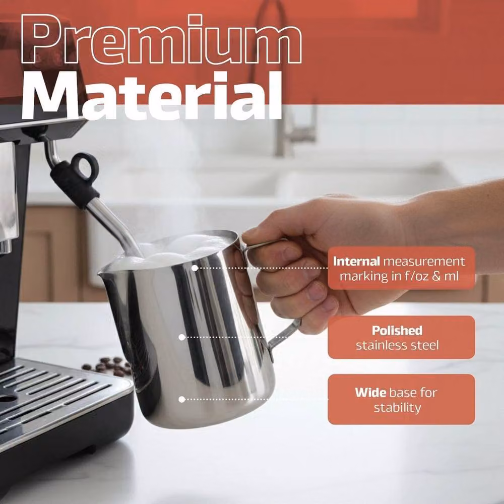 SPETLEK Stainless Steel Milk Jug, Silver, 350ml – 3