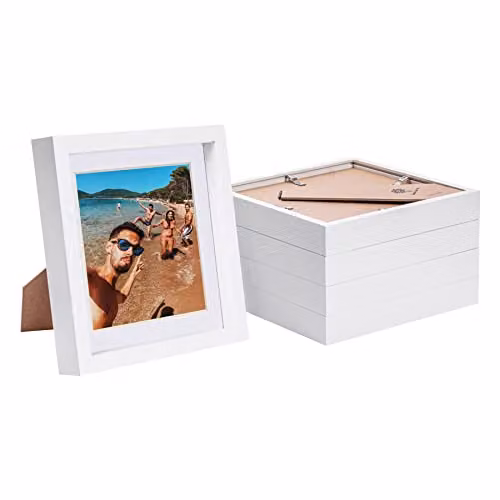 Nicola Spring White Square 3D Box Single Photo Frame, Pack of 5