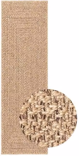 Berkfield Home ZIZUR Jute Look Indoor and Outdoor Rug in Tan, W/D/H: 80 x 250 cm