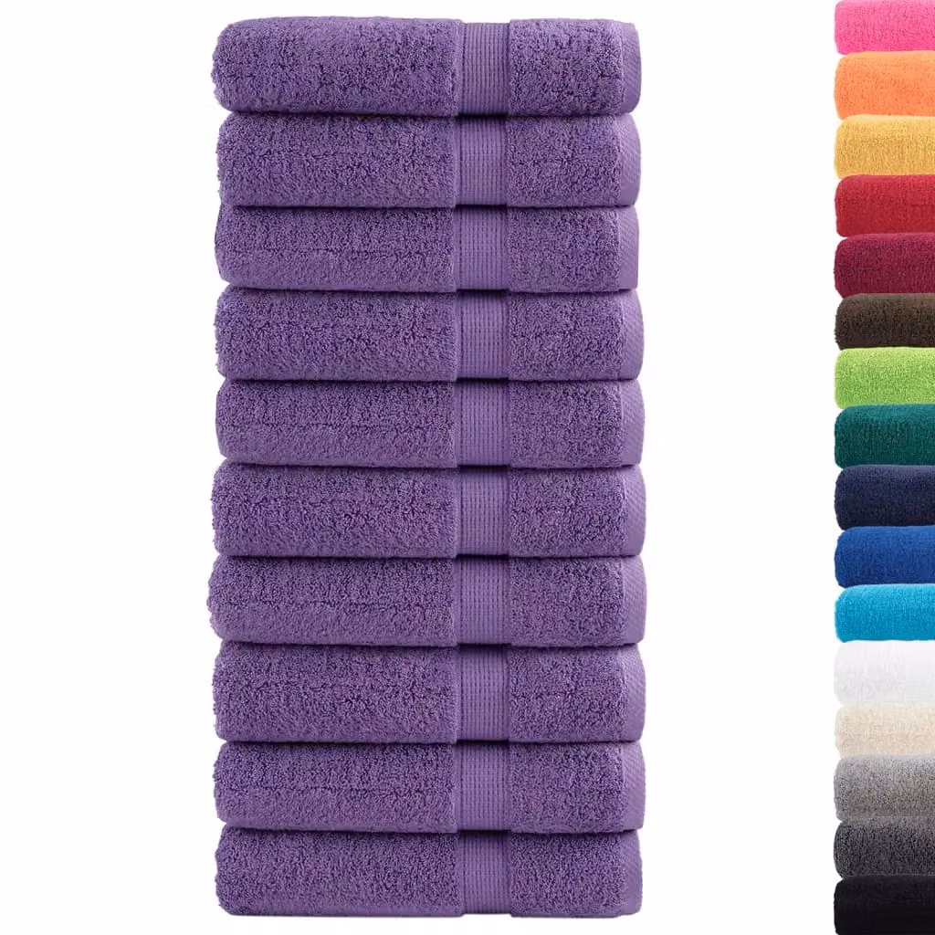 Berkfield Home SOLUND Premium Cotton Terry Hand Towels, Purple, 10 Pack, W: 50 cm, H: 100 cm, 600 gsm – 2