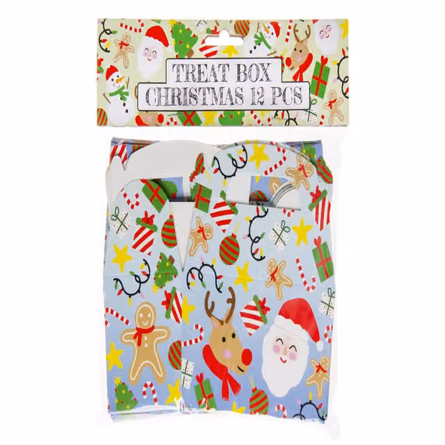 LG-Imports Pack of 12 White and Multicolour Paper Christmas Treat Boxes for Children