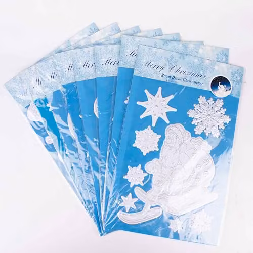Shatchi 3D Christmas Window Stickers in White and Silver with Snowflakes and Animals, 8 Assorted Sheets – 1