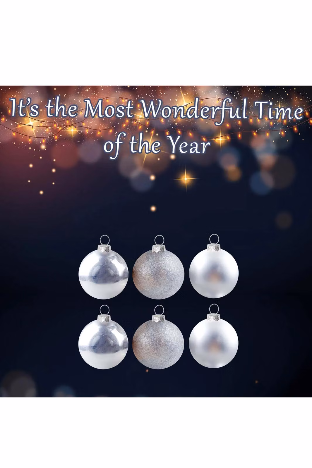 VFM e-Store Set of 6 Silver Round Christmas Bauble Hanging Tree Ornaments, 10 cm – 2